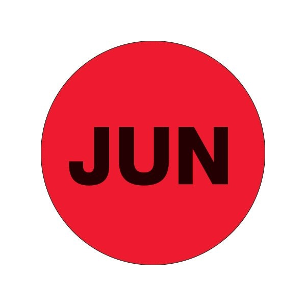 Bsc Preferred 1'' Circle - ''JUN'' Fluorescent Red Months of the Year Labels BUY00016082 - main
